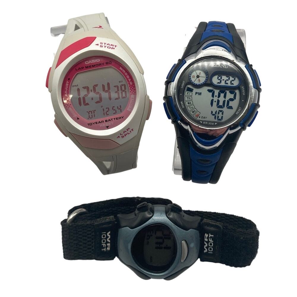 Digital Sports Women's Multifunction Watches (3) New Batteries Adjustable WR